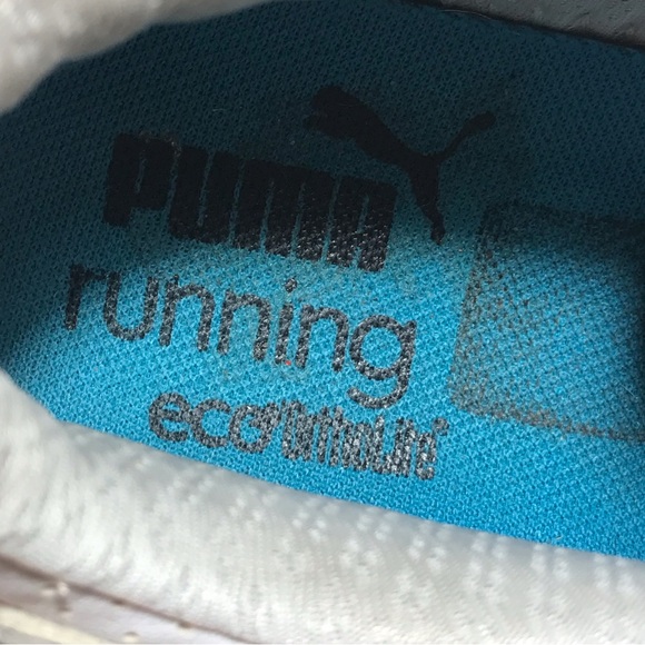 Puma White Turquoise Silver Leather Running Shoes Size 9 - Picture 8 of 16